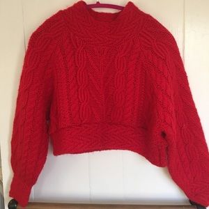 Reformation vintage cropped mock neck red sweater